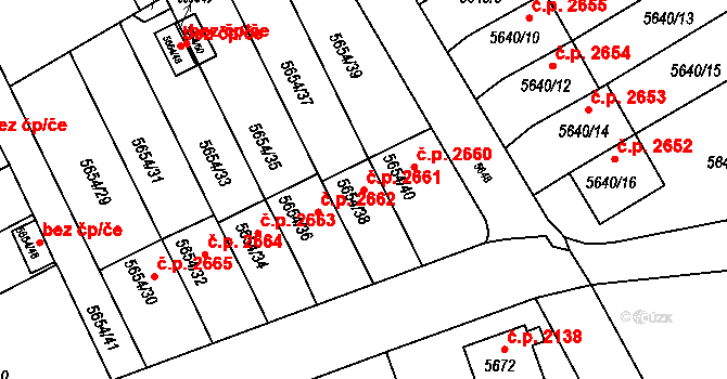 Varnsdorf 2661 na parcele st. 5654/38 v KÚ Varnsdorf, Katastrální mapa