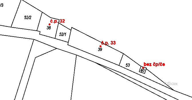 Šepetely 33, Třebívlice na parcele st. 39 v KÚ Šepetely, Katastrální mapa
