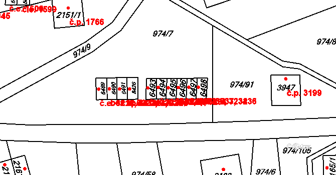 Zlín 3230,3231 na parcele st. 6495 v KÚ Zlín, Katastrální mapa