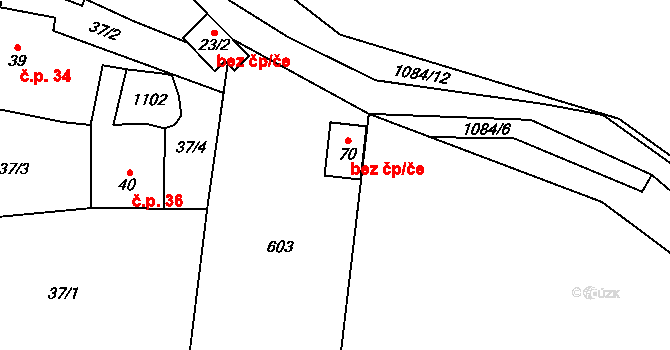 Čestice 40723763 na parcele st. 70 v KÚ Nahořany u Čkyně, Katastrální mapa