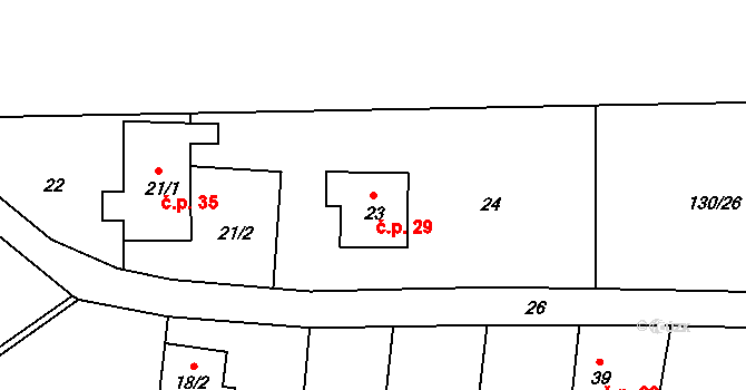Vrbka 29, Služovice na parcele st. 23 v KÚ Vrbka u Opavy, Katastrální mapa