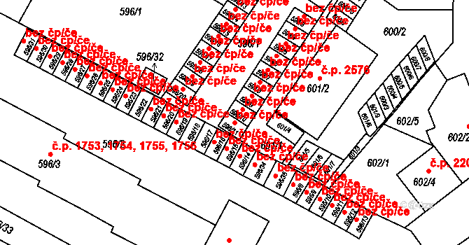 Boskovice 42783763 na parcele st. 598/11 v KÚ Boskovice, Katastrální mapa