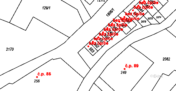 Ryžoviště 43130763 na parcele st. 553 v KÚ Ryžoviště, Katastrální mapa