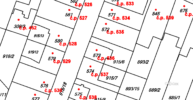 Kateřinky 536, Opava na parcele st. 573 v KÚ Kateřinky u Opavy, Katastrální mapa
