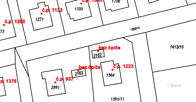 Rožnov pod Radhoštěm 45676763 na parcele st. 2162 v KÚ Rožnov pod Radhoštěm, Katastrální mapa