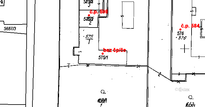 Hrušovany nad Jevišovkou 47493763 na parcele st. 575/1 v KÚ Hrušovany nad Jevišovkou, Katastrální mapa