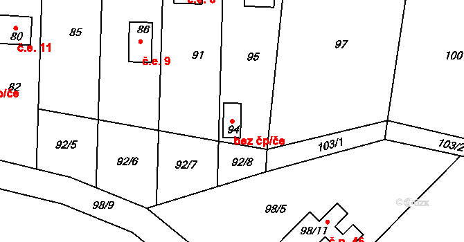 Chotilsko 50142763 na parcele st. 94 v KÚ Záborná Lhota, Katastrální mapa