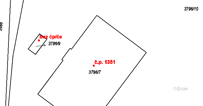 Třešť 1351 na parcele st. 3796/7 v KÚ Třešť, Katastrální mapa