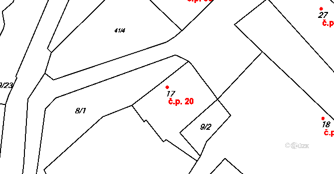 Mlékojedy 20, Neratovice na parcele st. 17 v KÚ Mlékojedy u Neratovic, Katastrální mapa