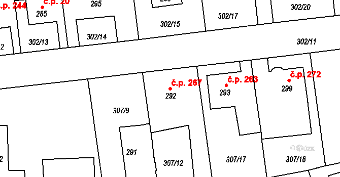 Velká Ves 267, Broumov na parcele st. 292 v KÚ Velká Ves u Broumova, Katastrální mapa