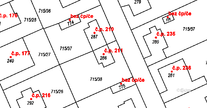 Velká Ledhuje 211, Police nad Metují na parcele st. 286 v KÚ Velká Ledhuje, Katastrální mapa