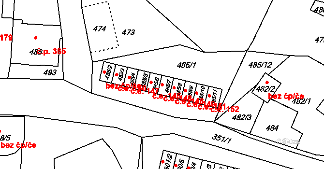 Rumburk 2-Horní Jindřichov 148, Rumburk na parcele st. 485/7 v KÚ Horní Jindřichov, Katastrální mapa