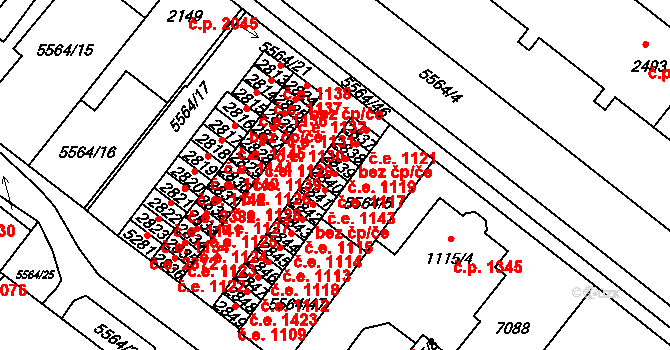 Žatec 1117 na parcele st. 2840 v KÚ Žatec, Katastrální mapa