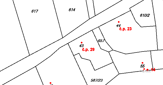 Zahrádka 29, Čížkov na parcele st. 43 v KÚ Zahrádka u Čížkova, Katastrální mapa