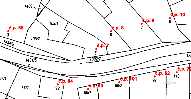 Chvalnov 7, Chvalnov-Lísky na parcele st. 5 v KÚ Chvalnov, Katastrální mapa