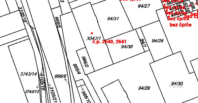 Kroměříž 2640,2641 na parcele st. 3047/1 v KÚ Kroměříž, Katastrální mapa