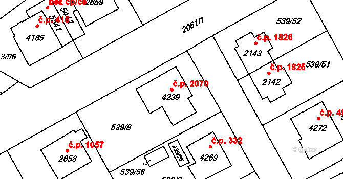Šumperk 2070 na parcele st. 4239 v KÚ Šumperk, Katastrální mapa