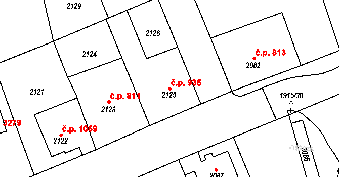 Frýdlant 935 na parcele st. 2125 v KÚ Frýdlant, Katastrální mapa