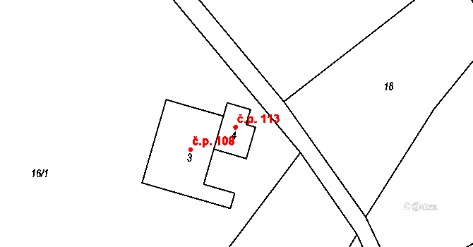 Bratrouchov 113, Jablonec nad Jizerou na parcele st. 4 v KÚ Bratrouchov, Katastrální mapa