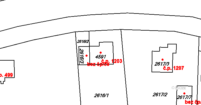 Žamberk 1203 na parcele st. 4591 v KÚ Žamberk, Katastrální mapa