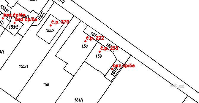 Pudlov 223, Bohumín na parcele st. 159 v KÚ Pudlov, Katastrální mapa