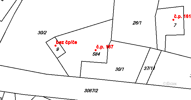 Janovice 167 na parcele st. 584 v KÚ Janovice u Frýdku-Místku, Katastrální mapa