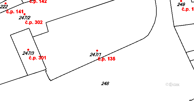 Hradčany 135, Praha na parcele st. 247/1 v KÚ Hradčany, Katastrální mapa