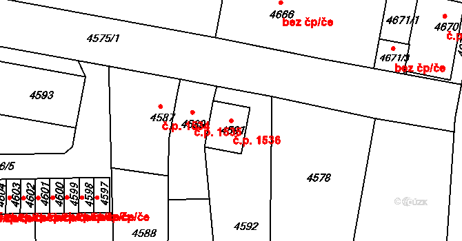 Česká Lípa 1536 na parcele st. 4591 v KÚ Česká Lípa, Katastrální mapa
