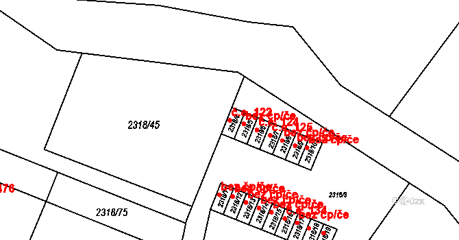 Rumburk 1 122, Rumburk na parcele st. 2318/4 v KÚ Rumburk, Katastrální mapa
