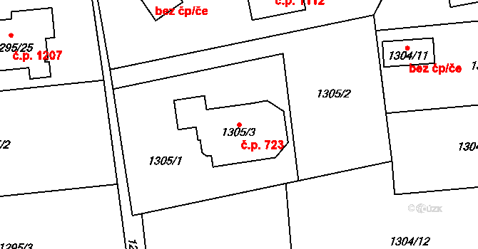 Bludovice 723, Havířov na parcele st. 1305/3 v KÚ Bludovice, Katastrální mapa