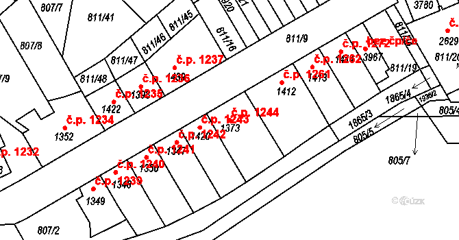 Slaný 1244 na parcele st. 1373 v KÚ Slaný, Katastrální mapa