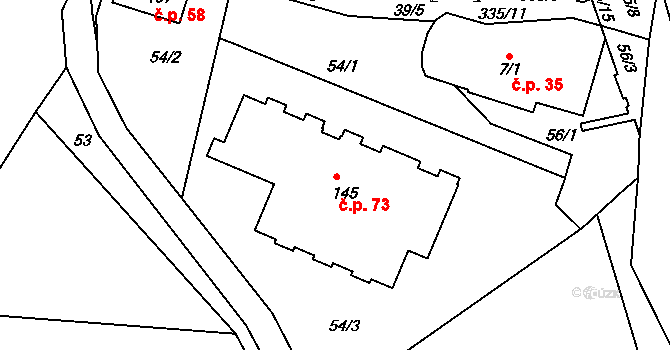 Prkenný Důl 73, Žacléř na parcele st. 145 v KÚ Prkenný Důl, Katastrální mapa