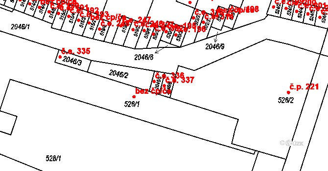 Modřice 337 na parcele st. 2046/6 v KÚ Modřice, Katastrální mapa
