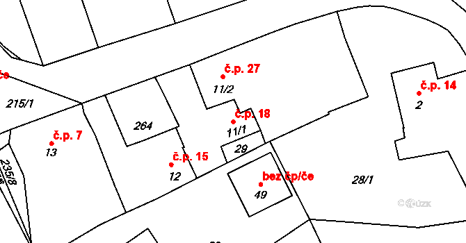 Sedlice 18, Zahořany na parcele st. 11/1 v KÚ Sedlice u Domažlic, Katastrální mapa