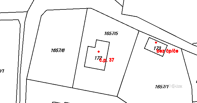 Malovidy 37, Vracovice na parcele st. 172 v KÚ Vracovice, Katastrální mapa