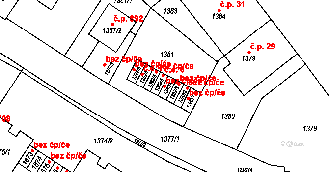 Brno 39459764 na parcele st. 1382/4 v KÚ Stránice, Katastrální mapa