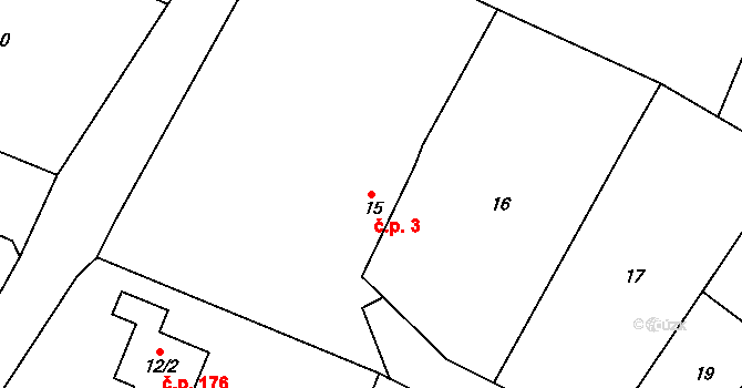 Velíková 3, Zlín na parcele st. 15 v KÚ Velíková, Katastrální mapa