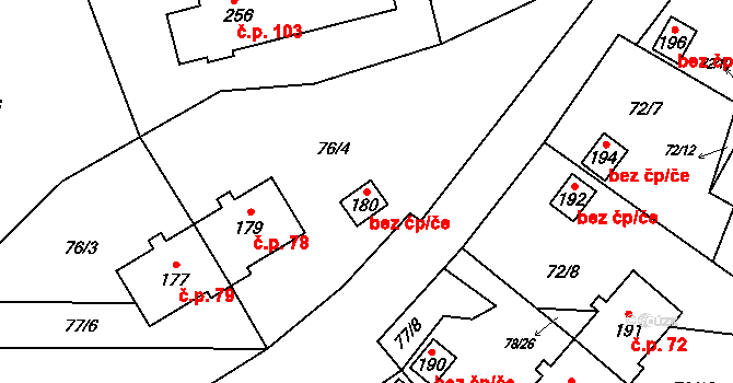 Vyšší Brod 41929764 na parcele st. 180 v KÚ Studánky u Vyššího Brodu, Katastrální mapa