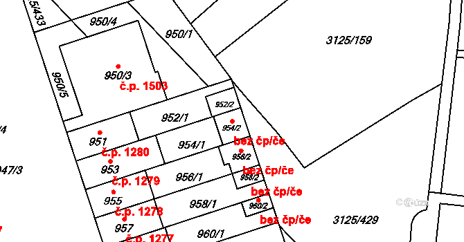 Brno 42641764 na parcele st. 954/2 v KÚ Řečkovice, Katastrální mapa