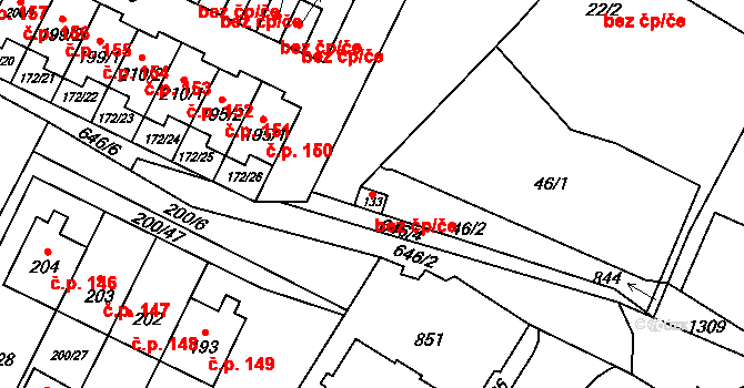 Katusice 45291764 na parcele st. 133 v KÚ Katusice, Katastrální mapa