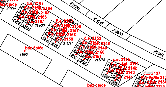 Řečkovice 2152, Brno na parcele st. 5519 v KÚ Řečkovice, Katastrální mapa