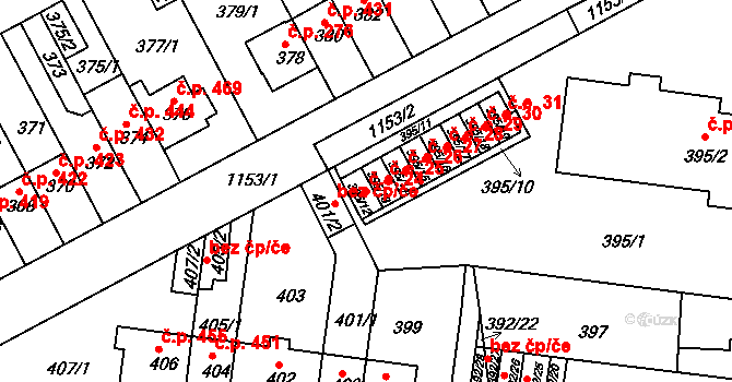 Prosek 24, Praha na parcele st. 395/12 v KÚ Prosek, Katastrální mapa