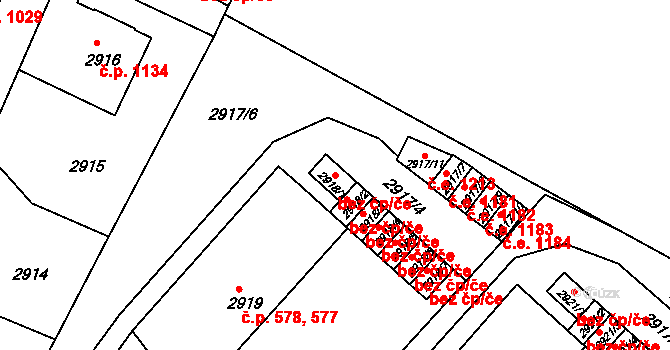 Děčín 47229764 na parcele st. 2918/1 v KÚ Podmokly, Katastrální mapa