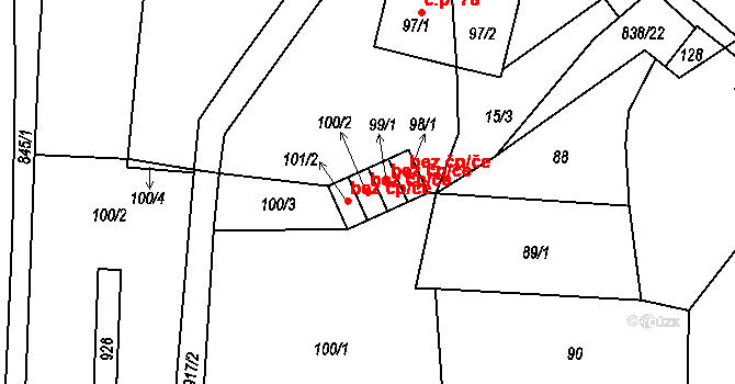 Nosálov 47889764 na parcele st. 100/2 v KÚ Nosálov, Katastrální mapa