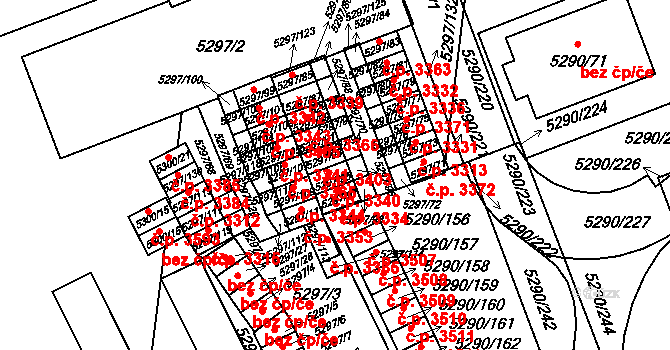 Přerov I-Město 3340, Přerov na parcele st. 5297/95 v KÚ Přerov, Katastrální mapa