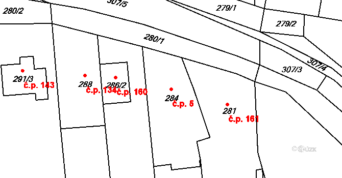 Marefy 5, Bučovice na parcele st. 284 v KÚ Marefy, Katastrální mapa