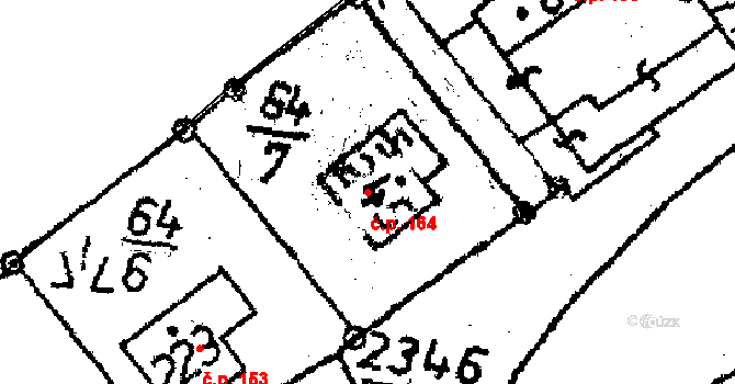 Těmice 164 na parcele st. 245 v KÚ Těmice u Kamenice nad Lipou, Katastrální mapa