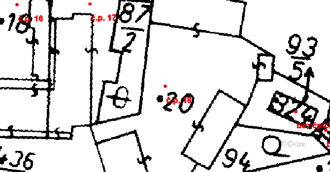 Bernartice 18 na parcele st. 20 v KÚ Bernartice u Milevska, Katastrální mapa