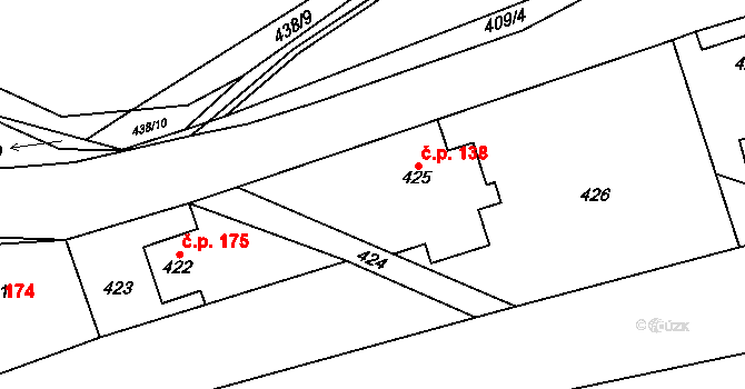 Svinařov 138 na parcele st. 425 v KÚ Svinařov u Kladna, Katastrální mapa