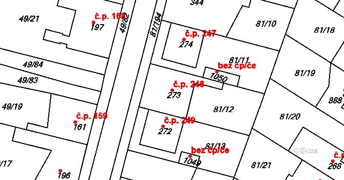 Lobeček 248, Kralupy nad Vltavou na parcele st. 273 v KÚ Lobeček, Katastrální mapa